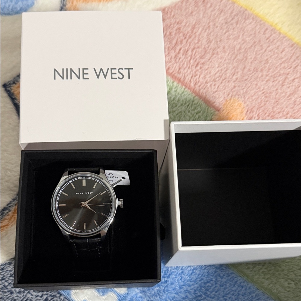 Nine West Silver and Black Men's Watch